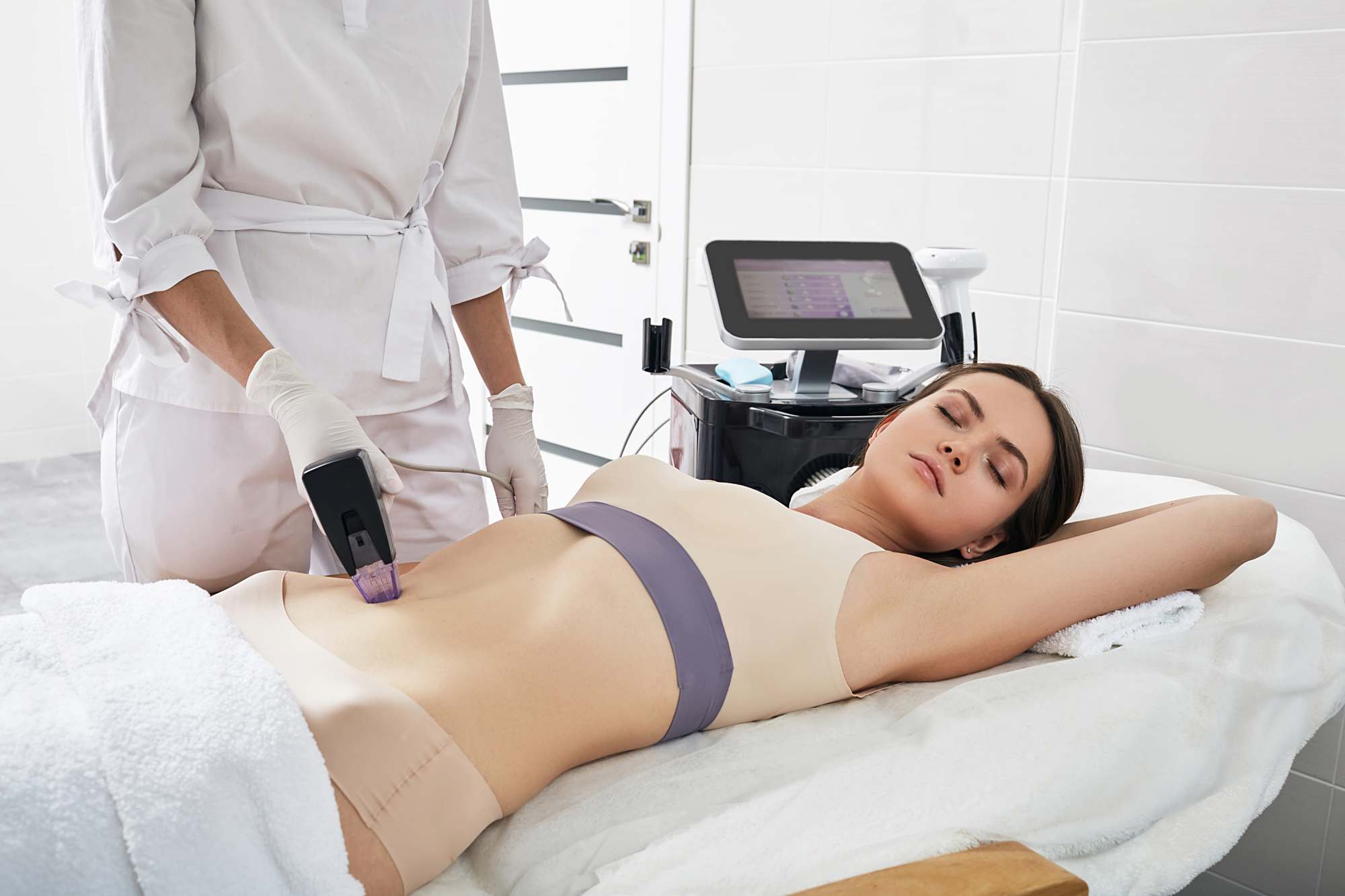 Morpheus8 Body Canton MI Morpheus8 Body treatment for firmer, smoother-looking skin at Ever Medical Spa in Canton, Michigan. Morpheus8 Body treatment performed on the abdomen for improved skin firmness and texture.