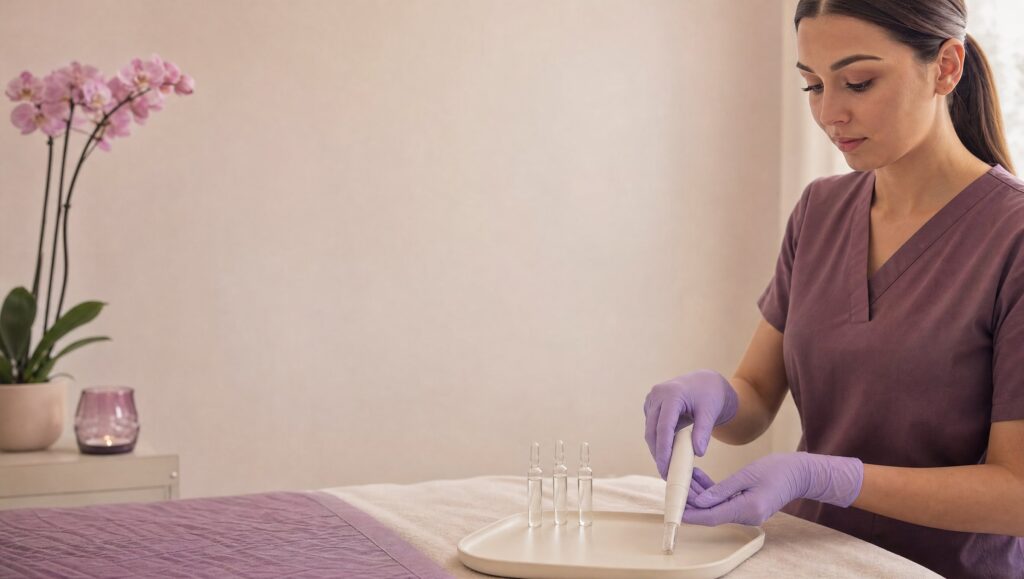 Microneedling pen and serums prepared at Ever Medical Spa in Canton, MI